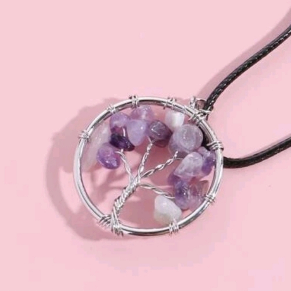 NEW! Amethyst TREE OF LIFE Pendant Necklace BTQ